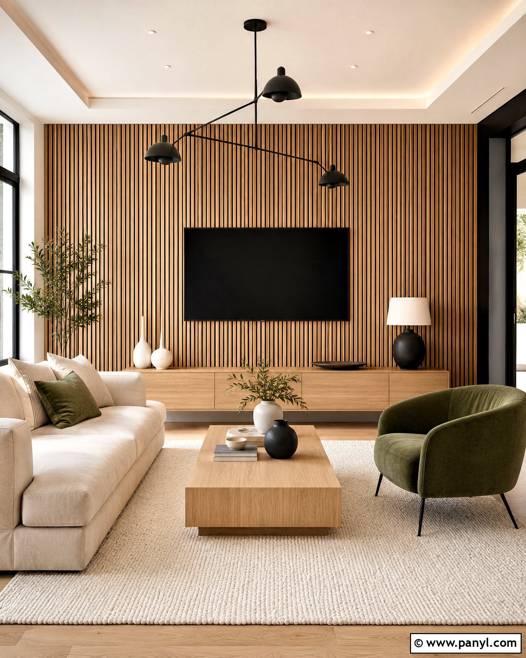 White Oak Slat Wood Accent Wall - 20 natural wood accent wall ideas