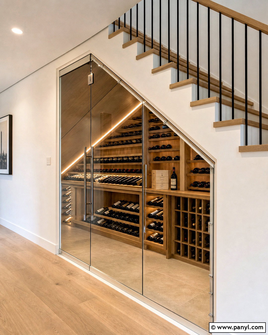 White Oak Under Stairs Wine Cellar - 20 under stairs wine cellar modern ideas