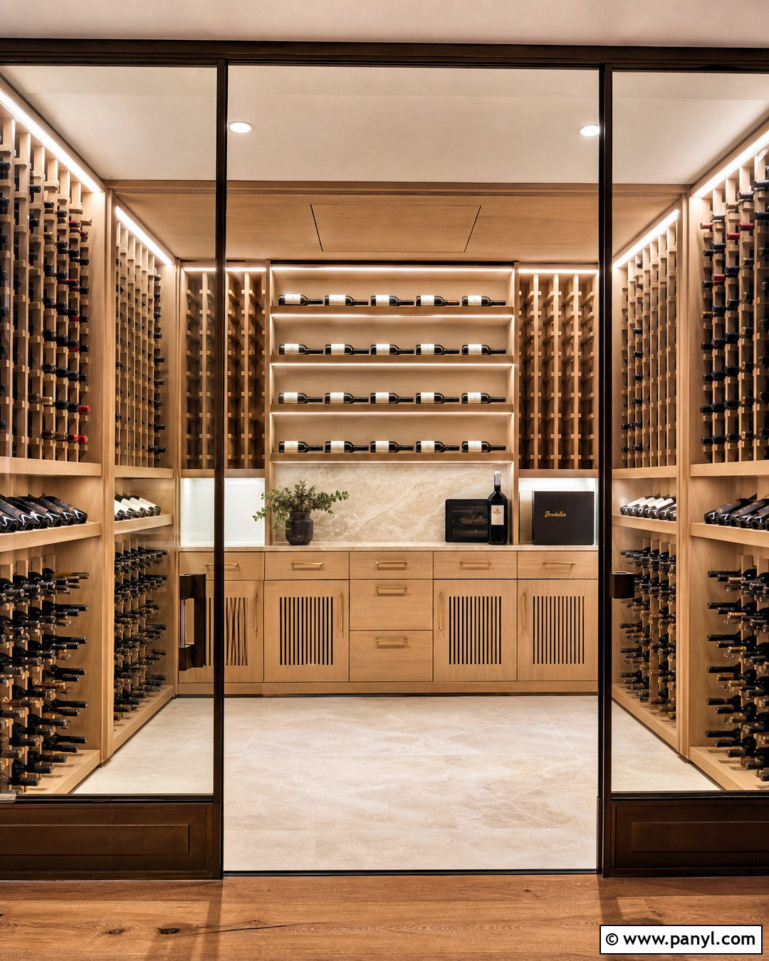 White Oak Wine Cellar - 20 high end custom residential wine cellars