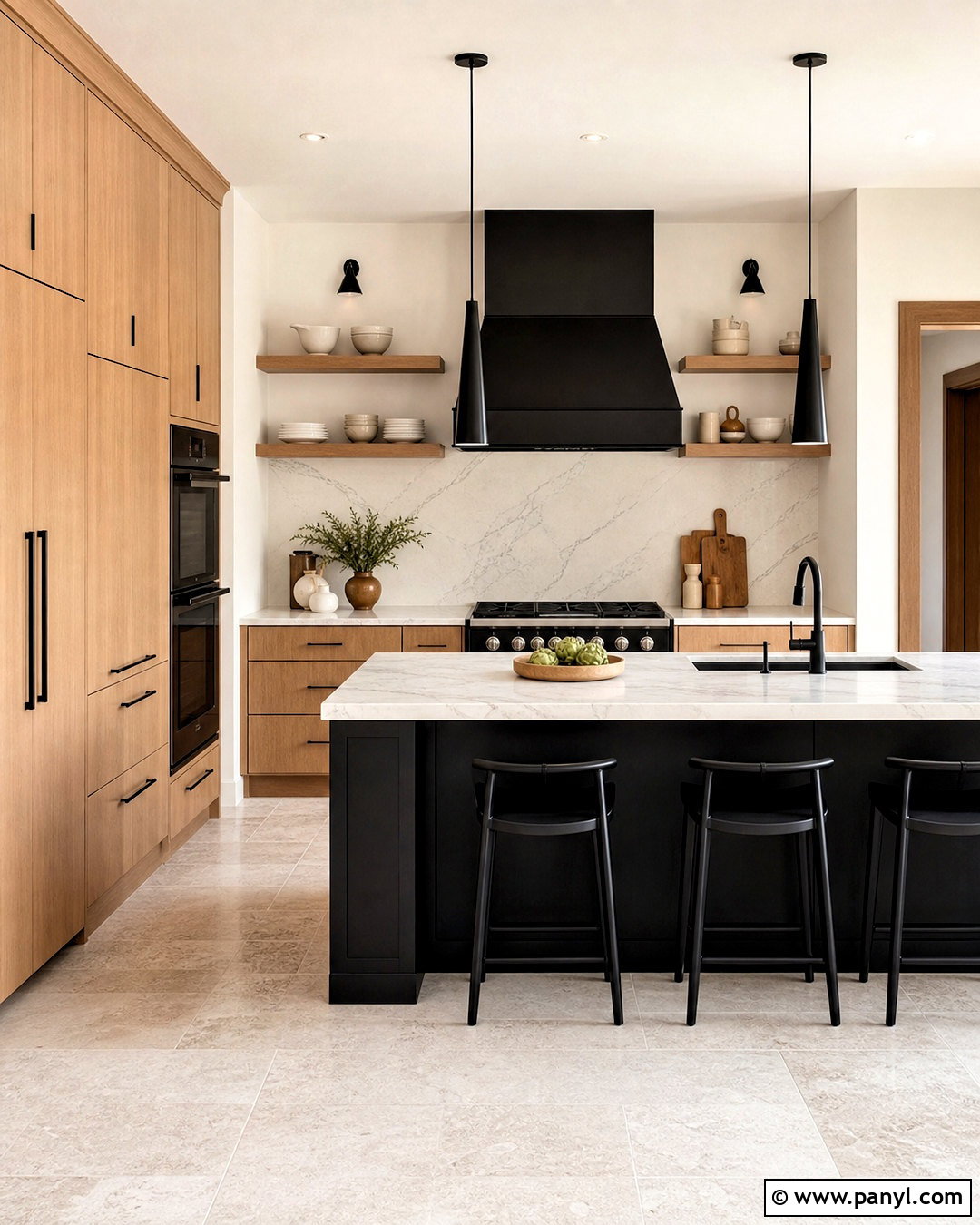 White Oak Wood And Matte Black - 20 wood colour combination ideas