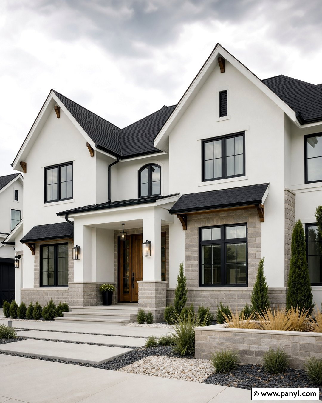White Outside Wall Colour With Natural Stone - 35 outside wall colour ideas