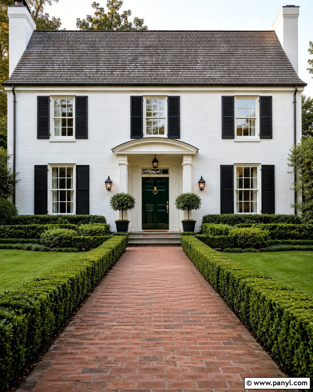 White Painted Brick Colonial House - 20 painted brick house before and after ideas
