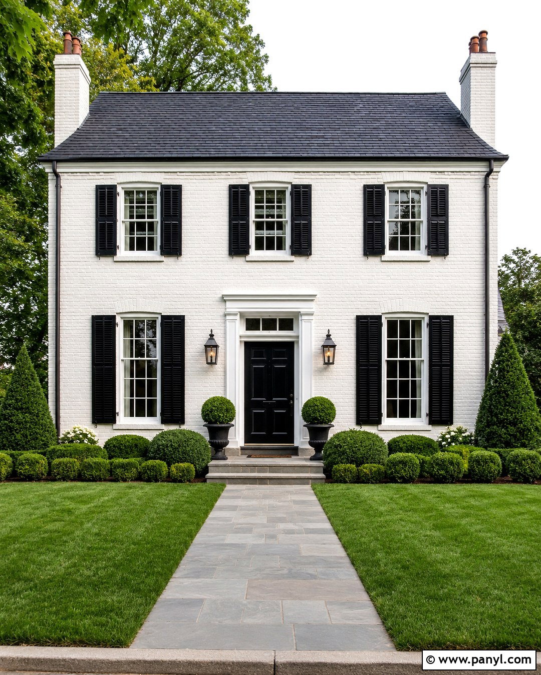 White Painted Brick Colonial House - 20 Red Brick Painted White Before And After Ideas