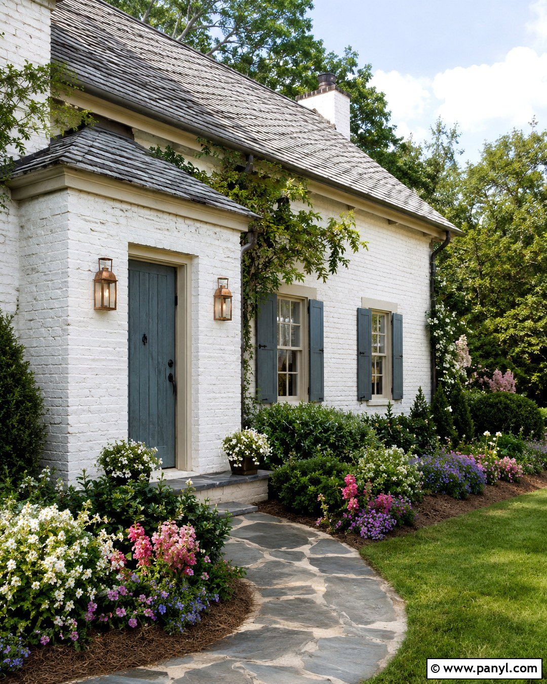 White Painted Brick Cottage House - 20 Red Brick Painted White Before And After Ideas