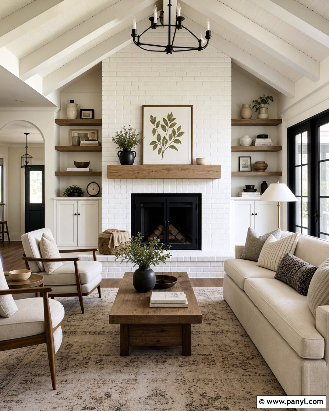 White Painted Brick Fireplace - 20 Interior Painted Brick Ideas