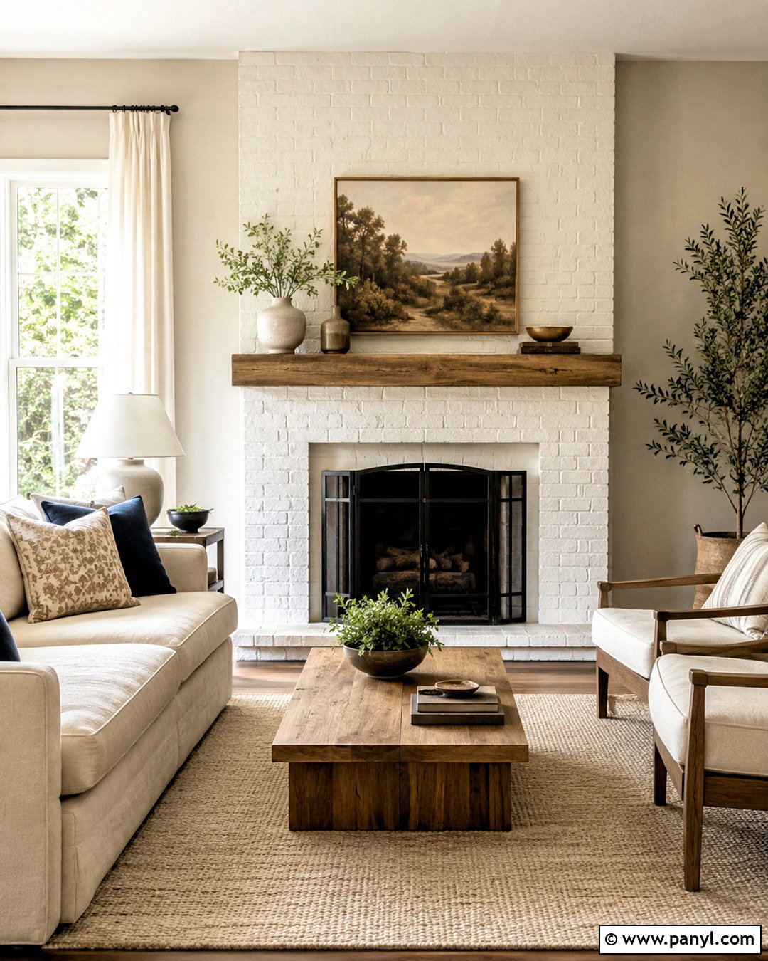 White Painted Brick Fireplace - 20 brick painting interior ideas