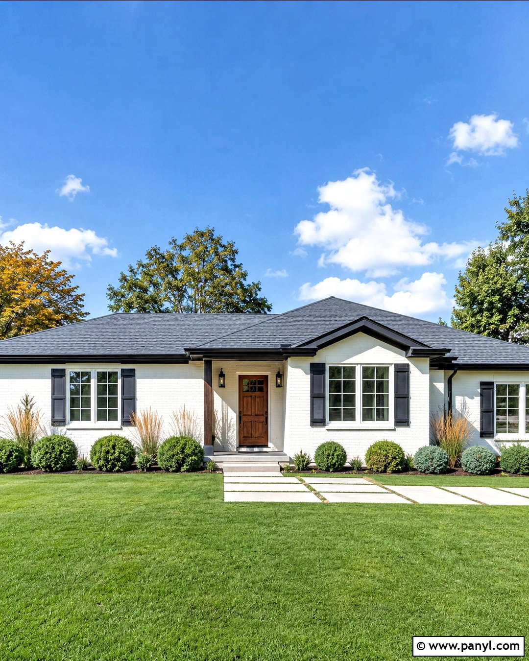 White Painted Brick Ranch Exterior - 20 brick wall before and after painting ideas