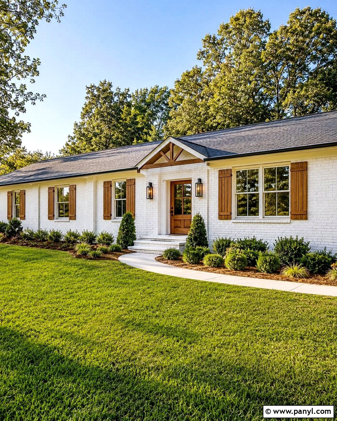 White Painted Brick Ranch House - 20 Red Brick Painted White Before And After Ideas