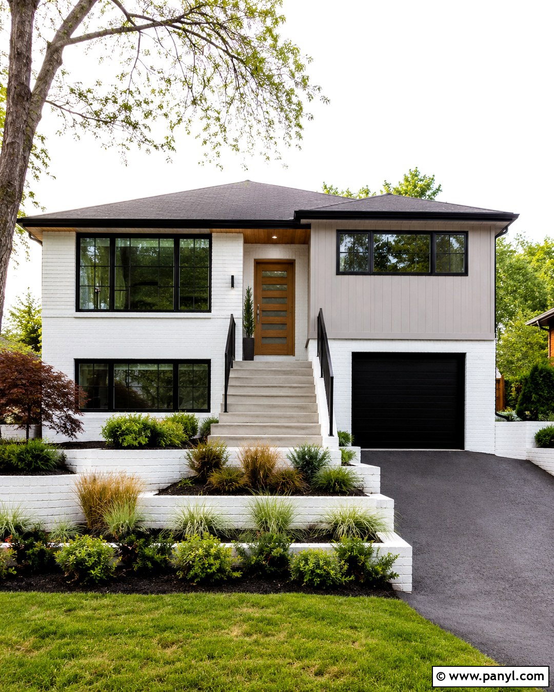 White Painted Brick Split Level House - 20 Red Brick Painted White Before And After Ideas
