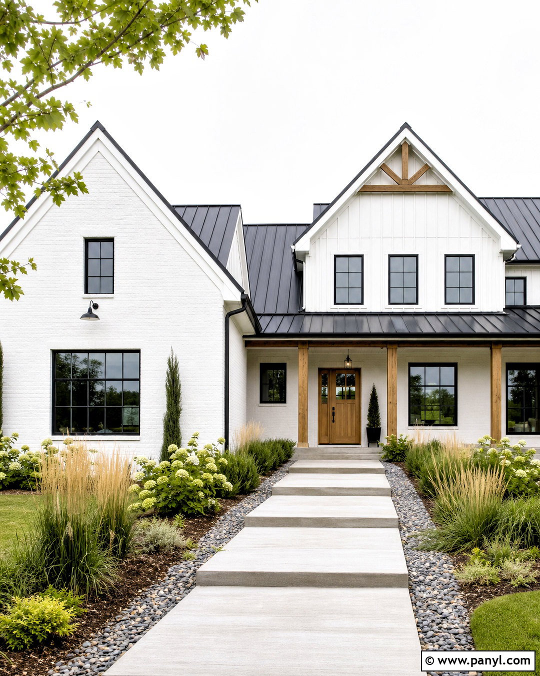 White Painted Brick With Black Metal Roof - 20 white painted brick exterior ideas