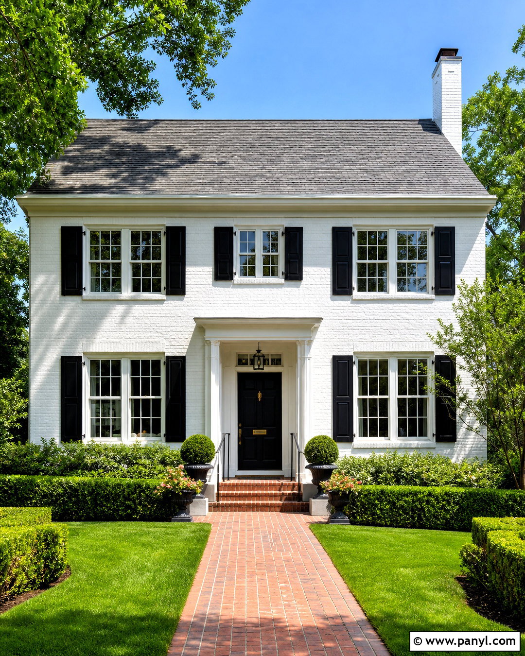 White Painted Brick With Black Shutters - 20 white painted brick exterior ideas