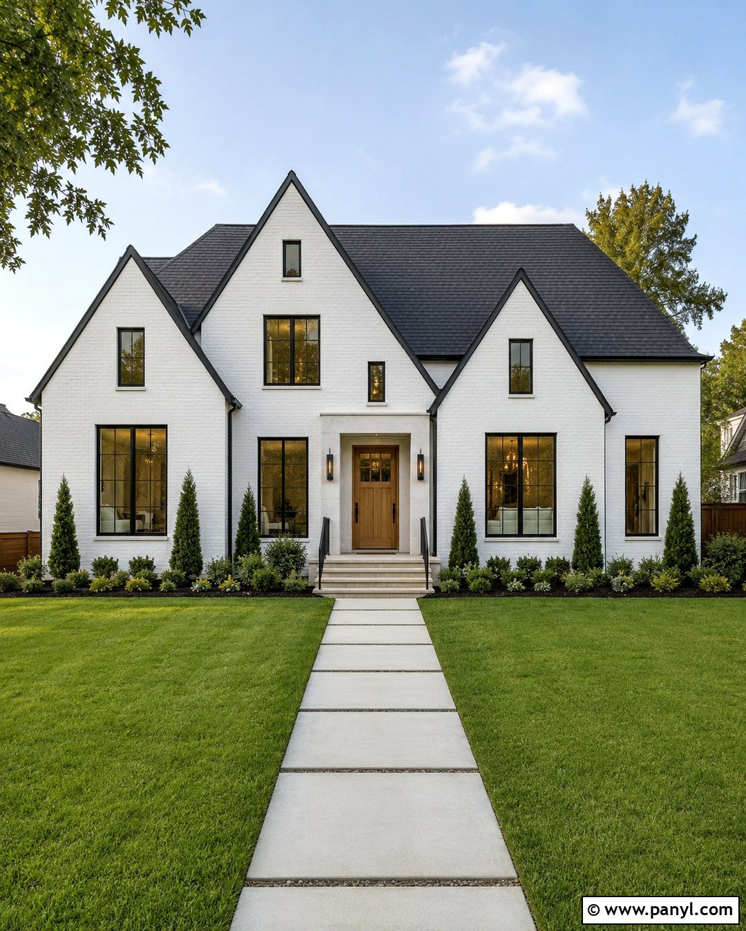 White Painted Brick With Black Windows - 20 Red Brick Painted White Before And After Ideas