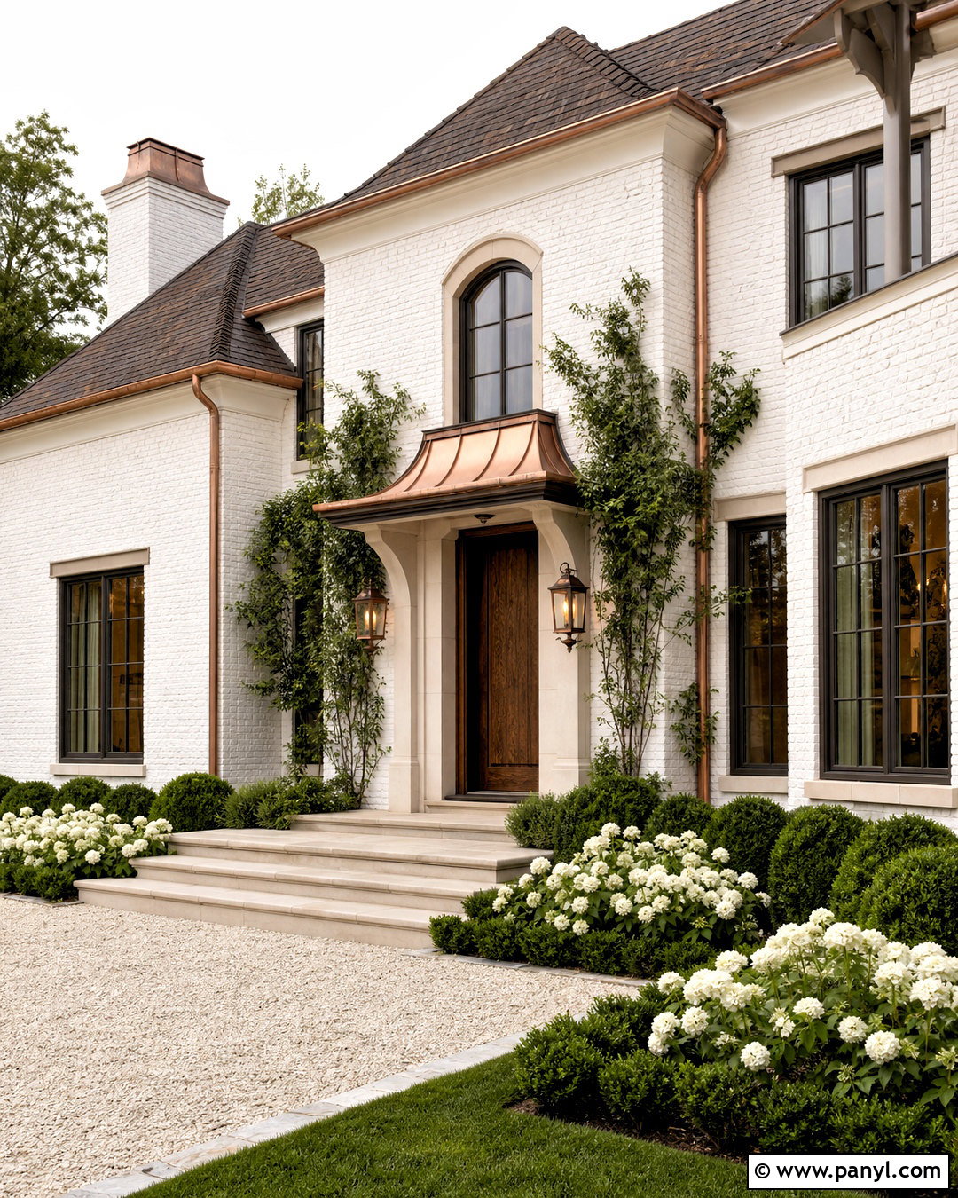 White Painted Brick With Copper Accents - 20 white painted brick exterior ideas