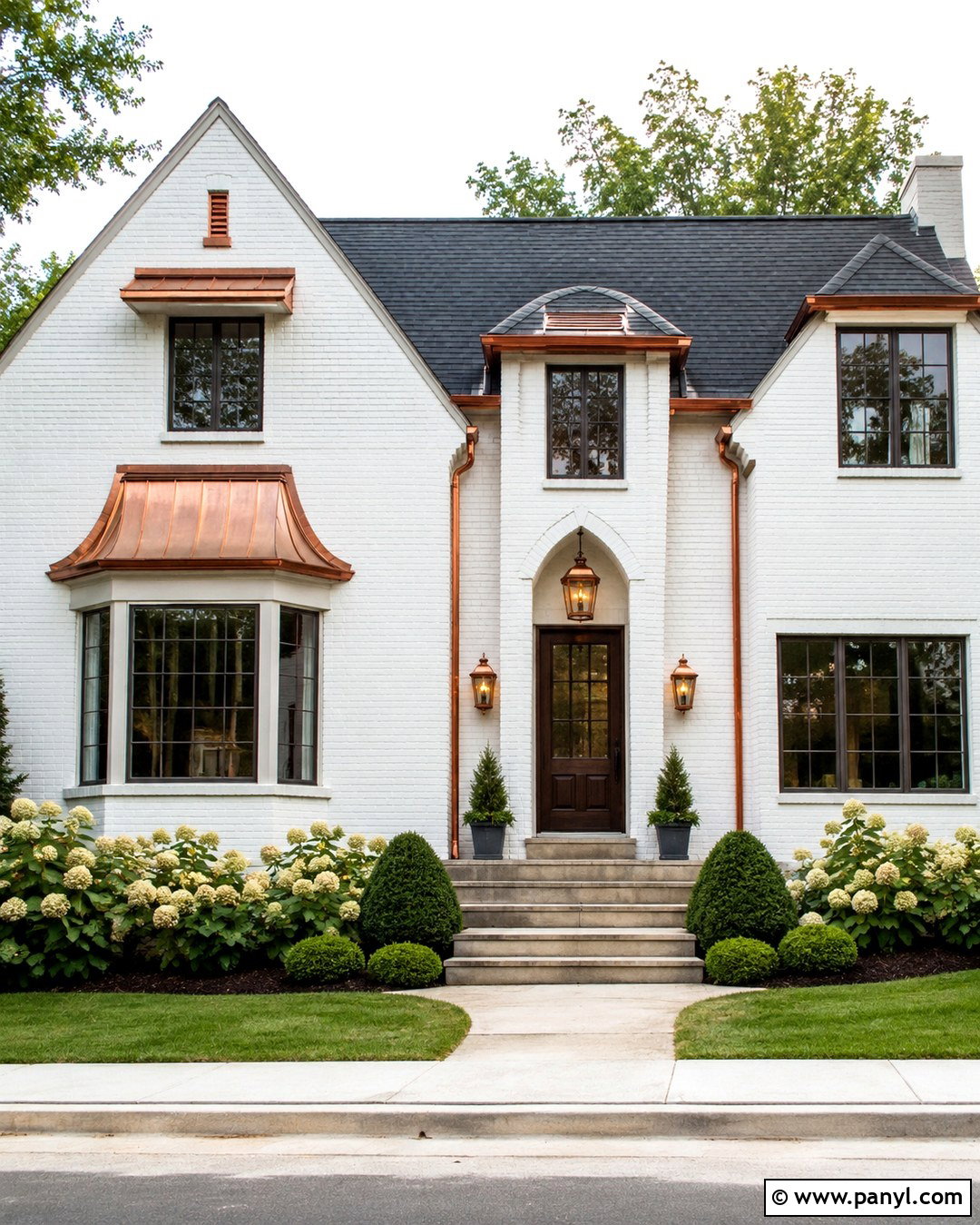 White Painted Brick With Copper Accents - 20 Red Brick Painted White Before And After Ideas