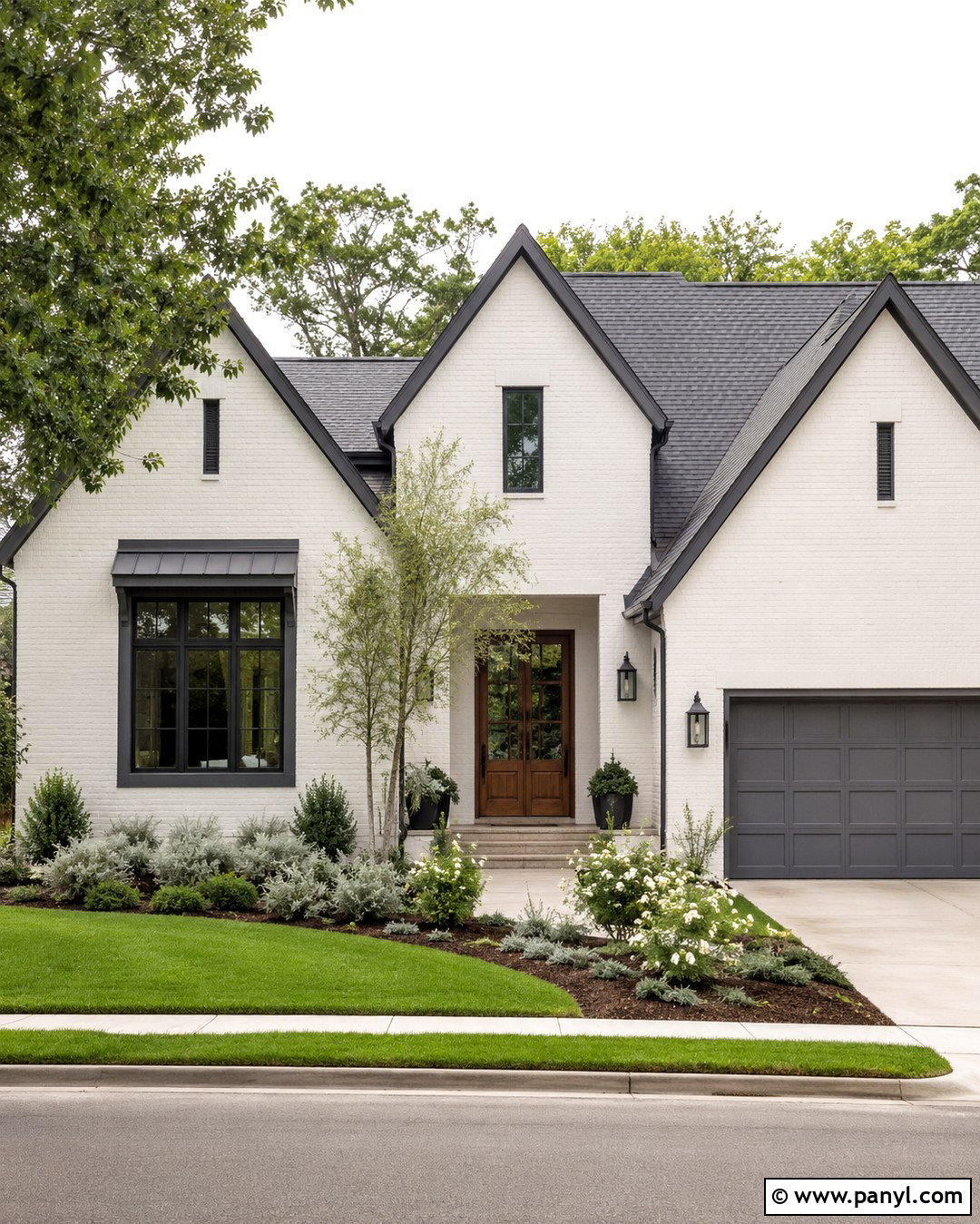 White Painted Brick With Gray Trim - 20 Red Brick Painted White Before And After Ideas