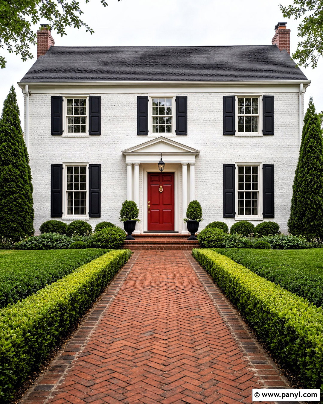 White Painted Brick With Red Front Door - 20 white painted brick exterior ideas