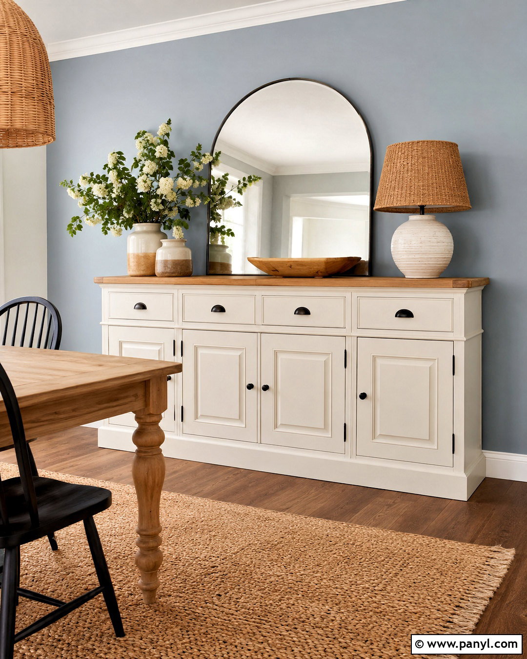 White Painted Buffet With Wood Top - 20 painted buffet ideas