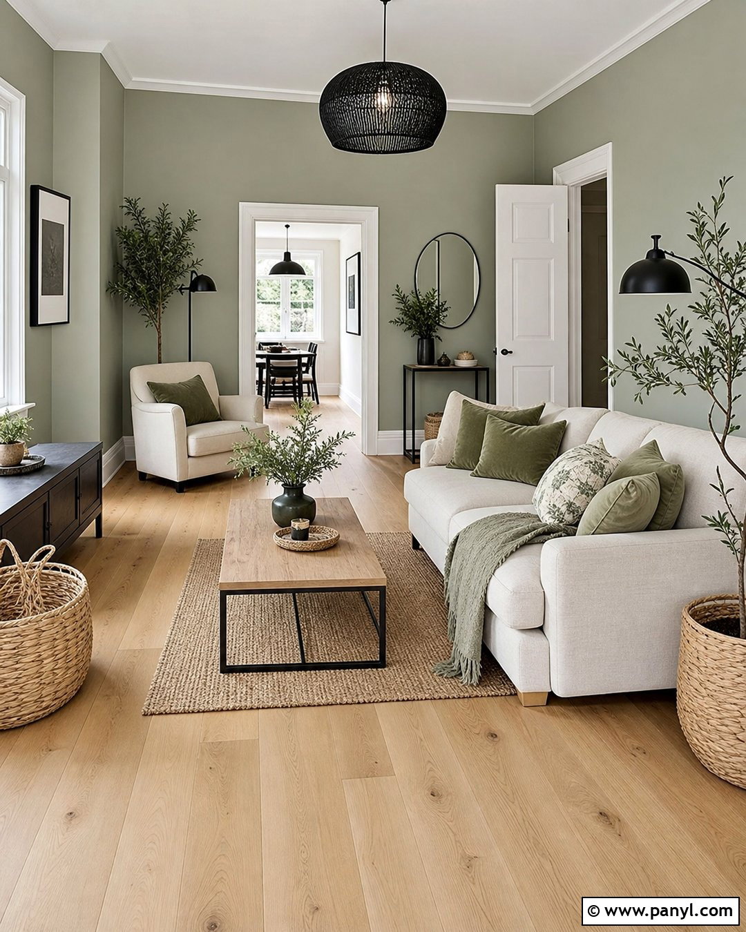 White Painted Skirting Boards With Sage Green Walls - 30 painted skirting boards colour ideas