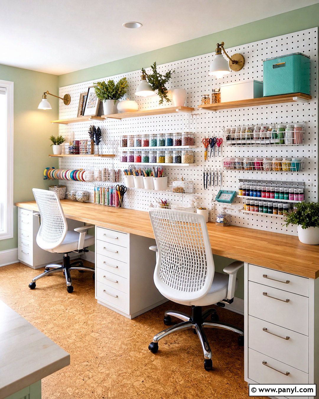 White Pegboard Accent Wall - 20 white accent wall ideas