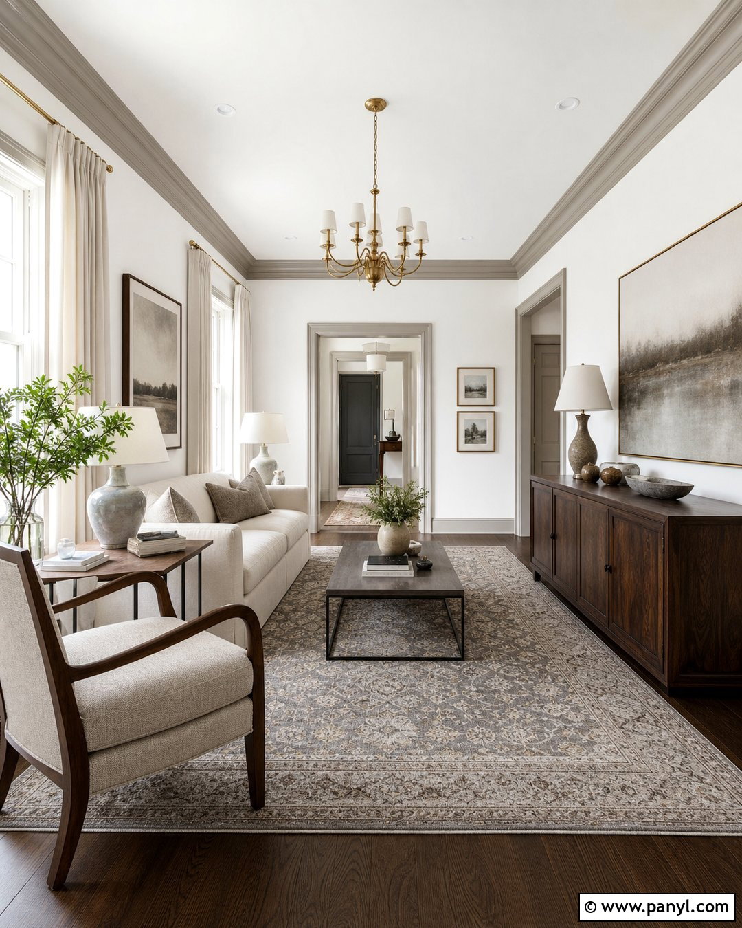 White Room With Grey Crown Molding - 30 White Walls Grey Trim Ideas
