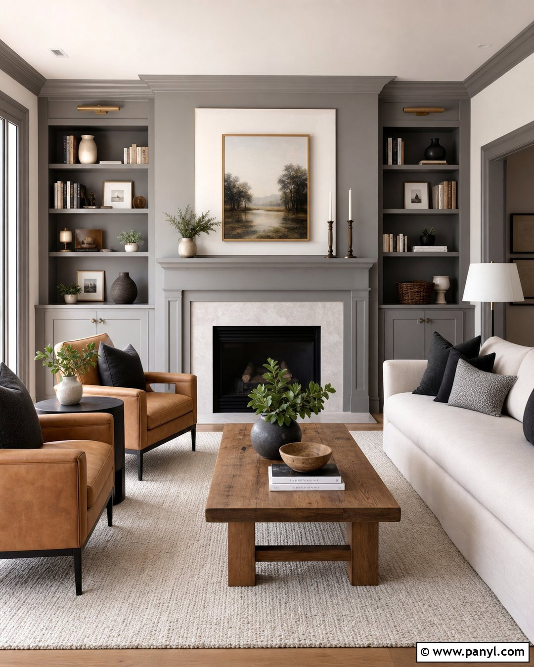 White Room With Grey Fireplace Trim - 30 White Walls Grey Trim Ideas