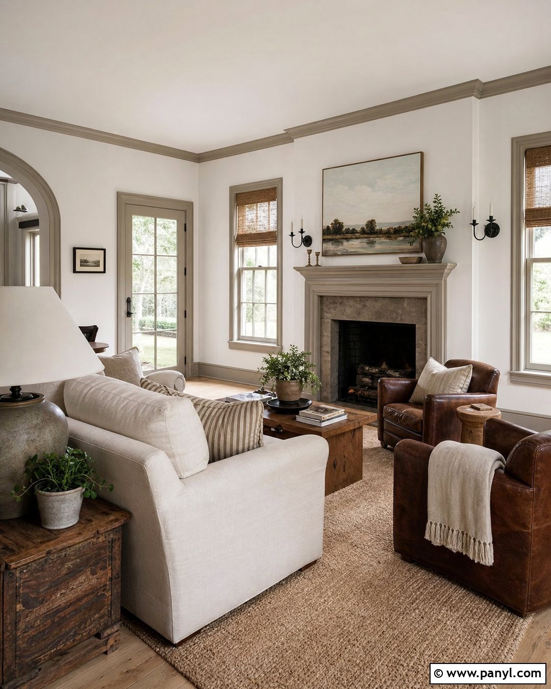 White Rustic Room With Beige Trim - 25 White Walls With Beige Trim Ideas