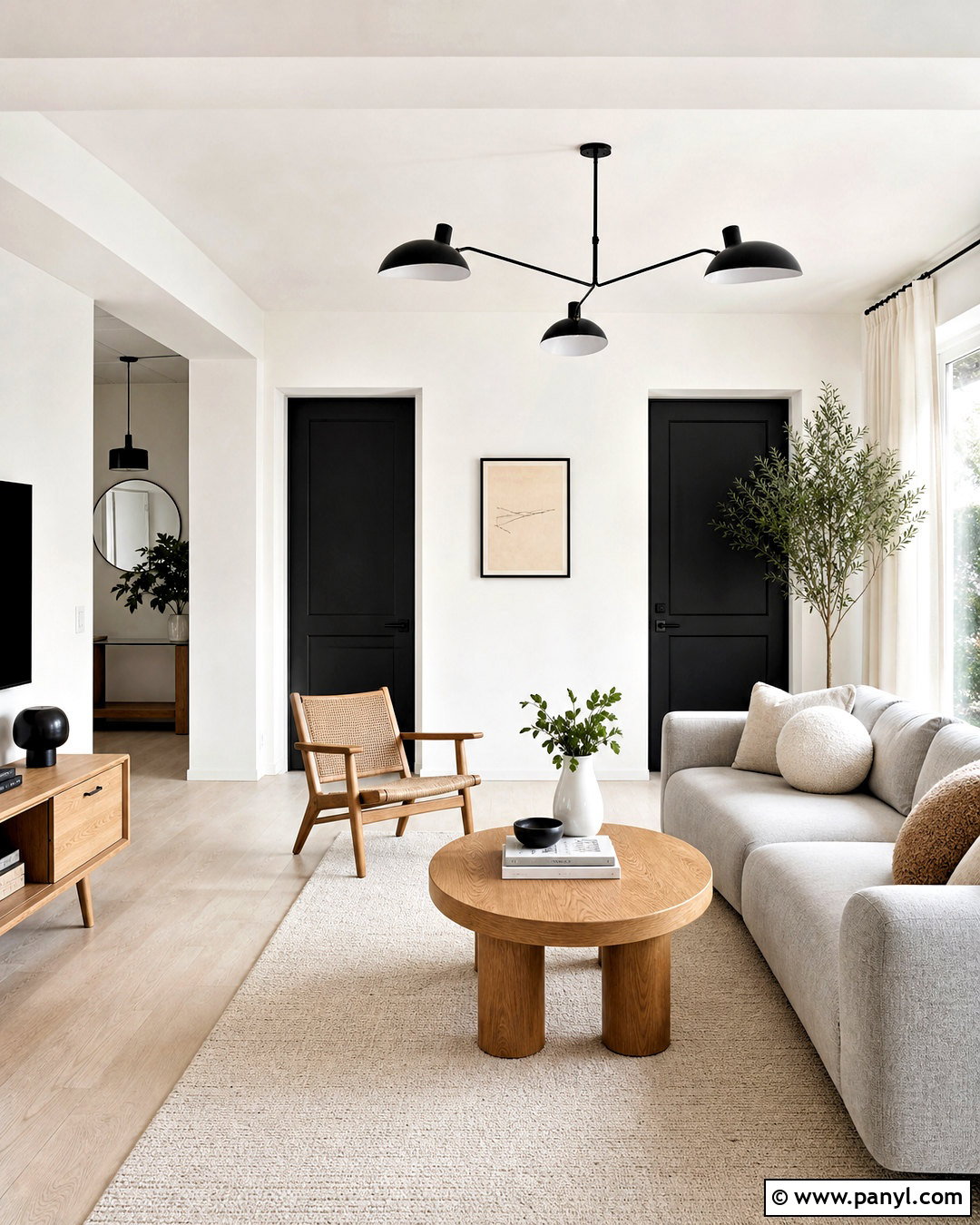 White Scandinavian Interior With Black Doors - 20 white walls with black doors