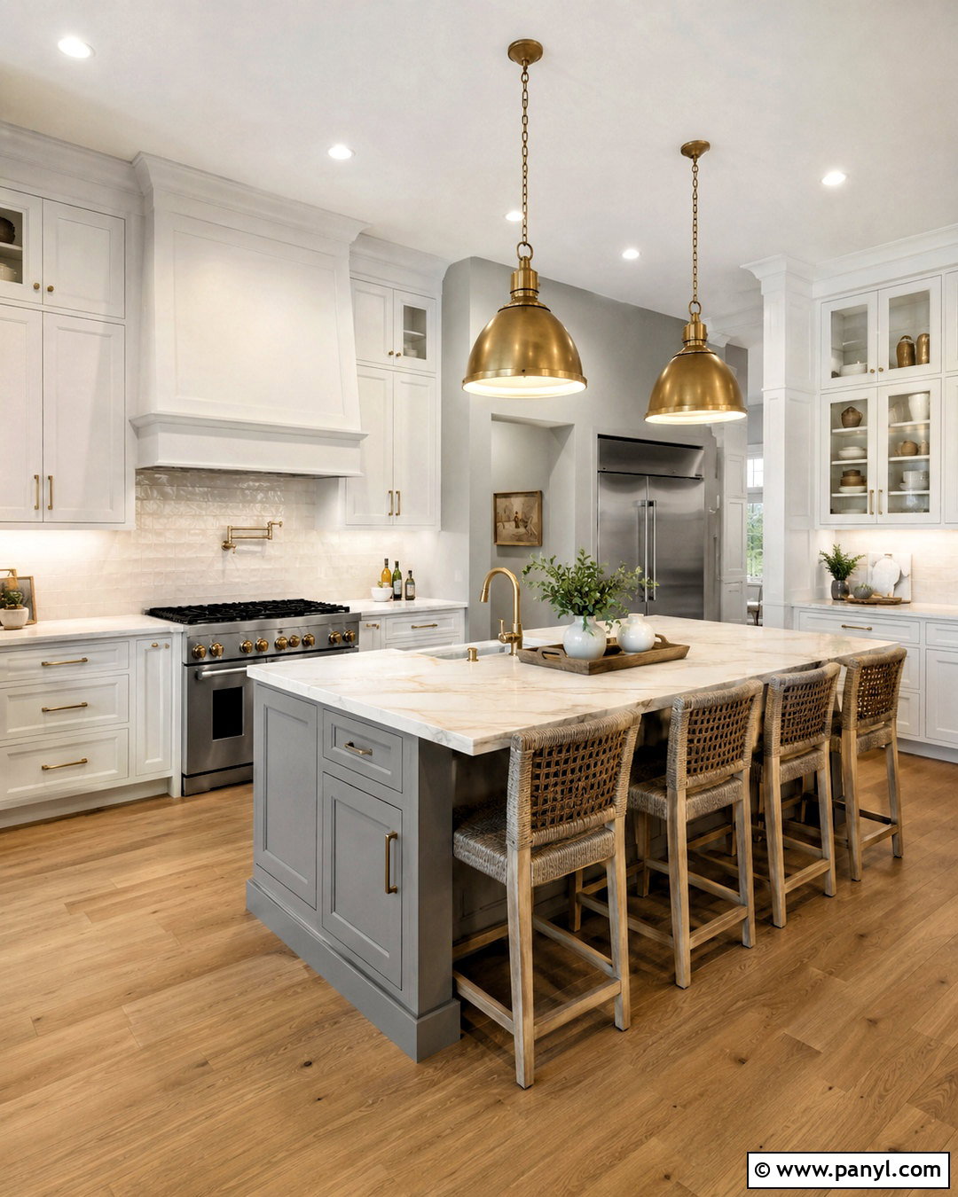 White Shaker Cabinets With Gray Walls And Brass Hardware - 20 White Shaker Cabinets With Gray Walls