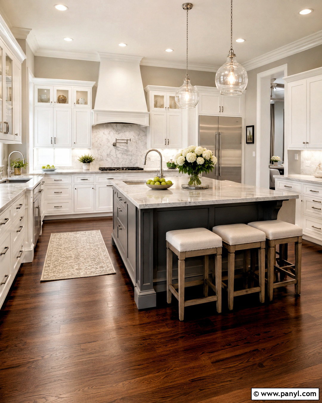 White Shaker Cabinets With Gray Walls And Marble Countertops - 20 White Shaker Cabinets With Gray Walls