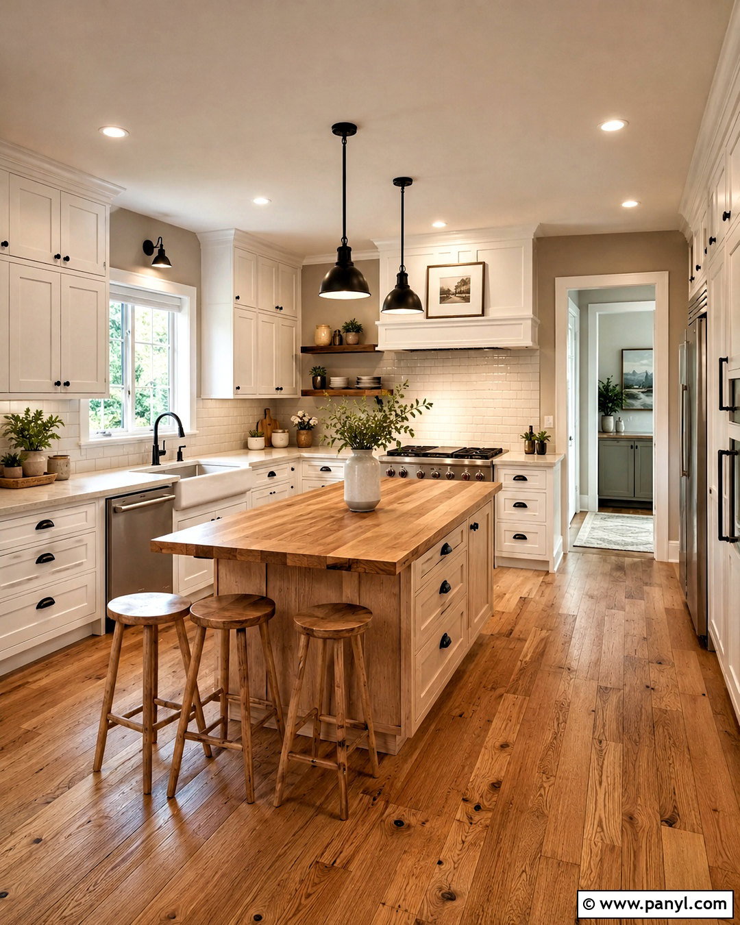 White Shaker Cabinets With Gray Walls And Wood Countertops - 20 White Shaker Cabinets With Gray Walls