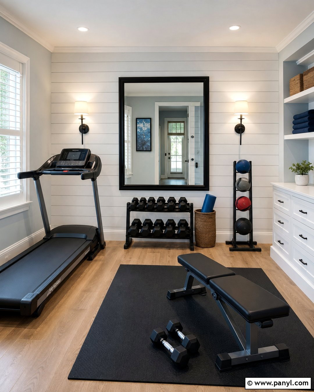 White Shiplap Accent Wall Gym - 20 Accent Wall Gym Ideas