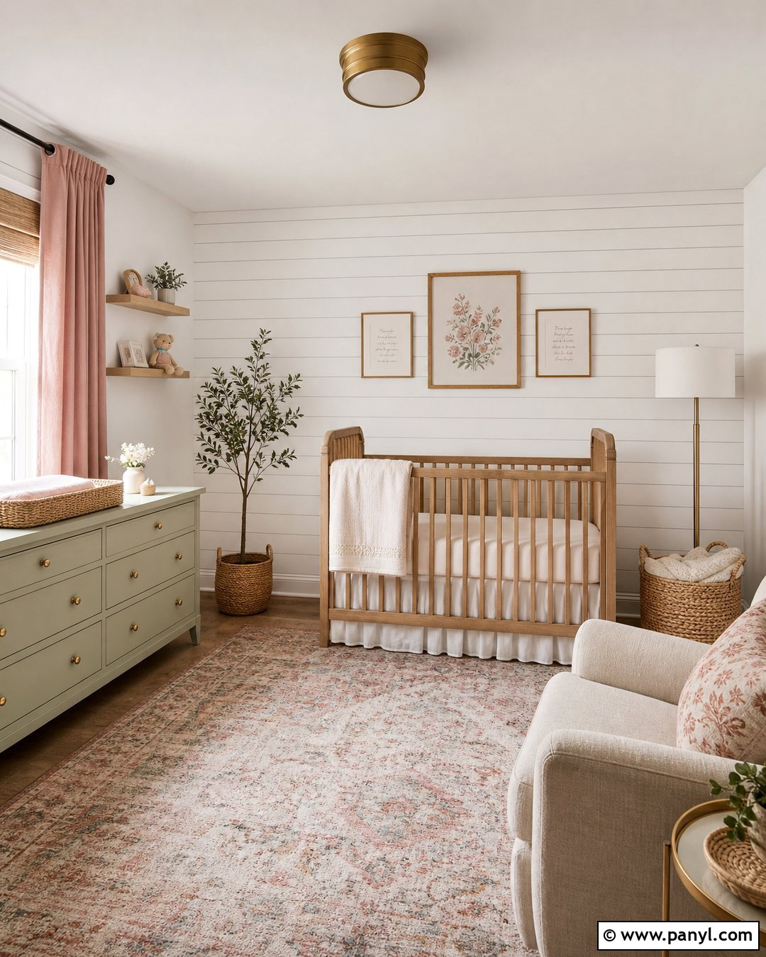 White Shiplap Accent Wall - 25 Baby Girl Accent Wall Ideas