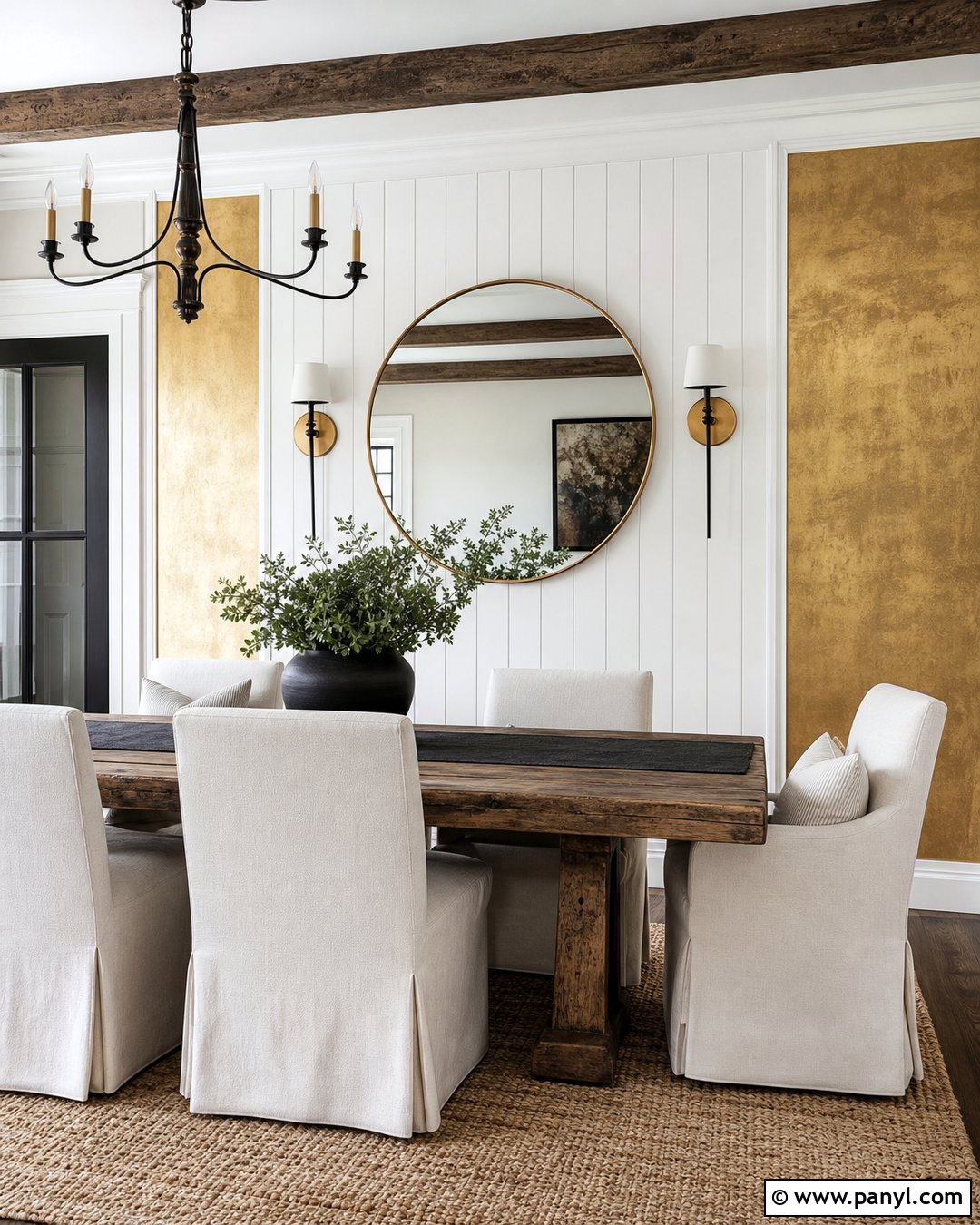 White Shiplap And Gold Wall - 30 white and gold wall ideas