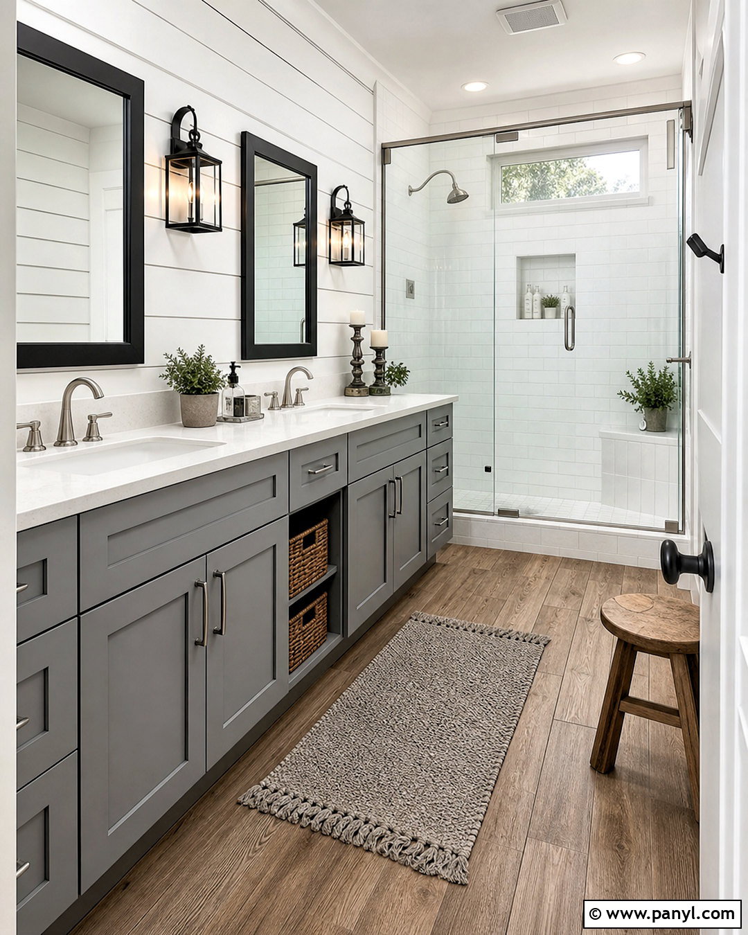 White Shiplap And Gray Vanity Bathroom - 20 grey and white bathroom ideas