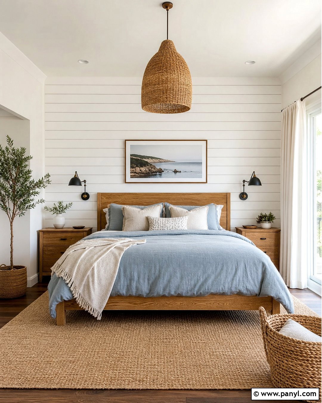White Shiplap Contrast Wall Bedroom - 30 Contrast Wall Ideas