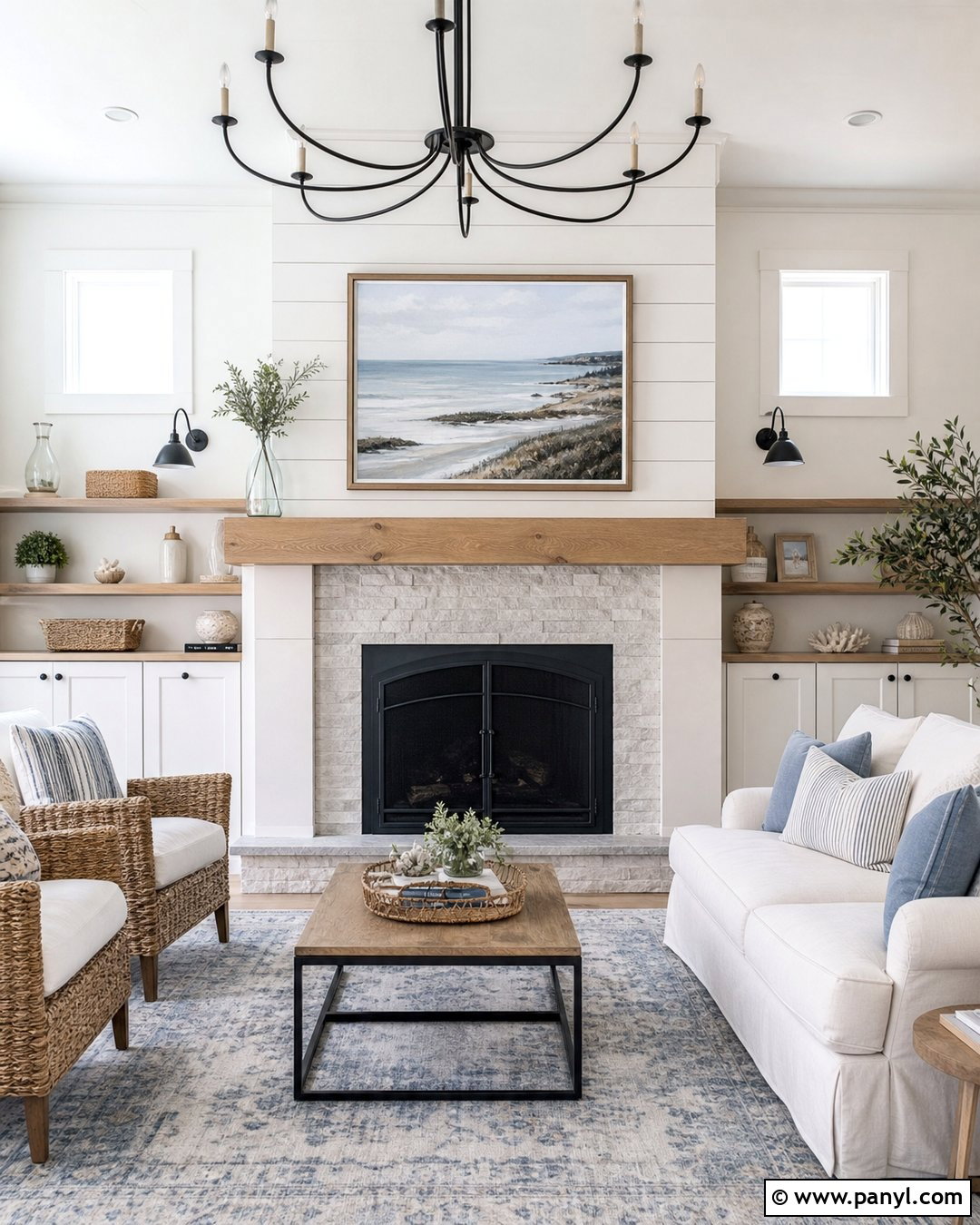 White Shiplap Fireplace Accent Wall - 25 Accent Wall Above Fireplace Ideas
