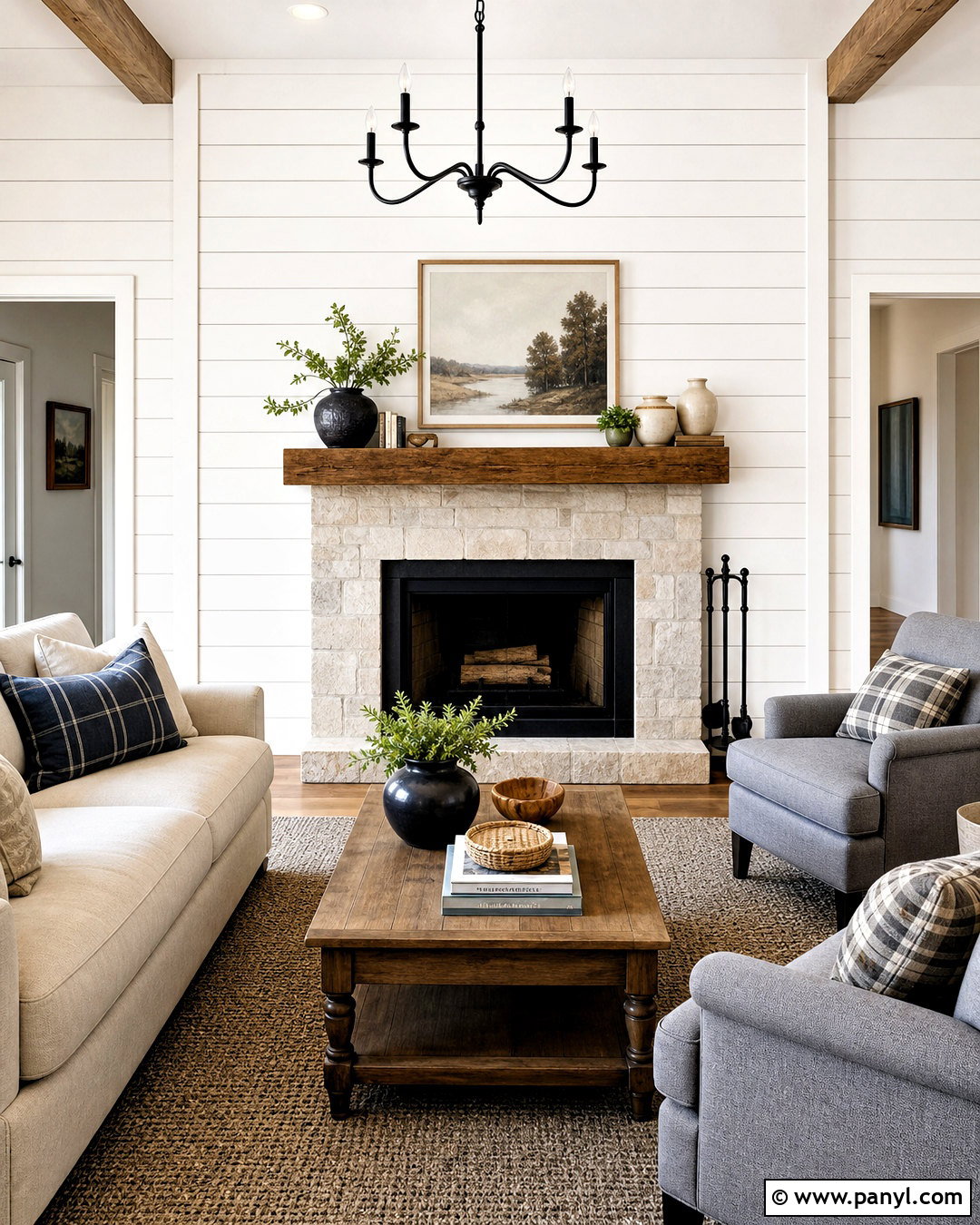 White Shiplap Fireplace Feature Wall - 20 white feature wall ideas