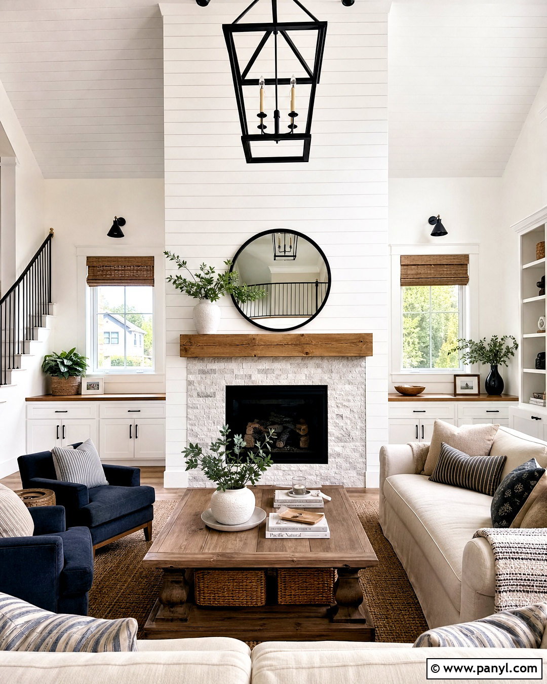 White Shiplap Fireplace Wall - 20 tall fireplace wall high ceilings