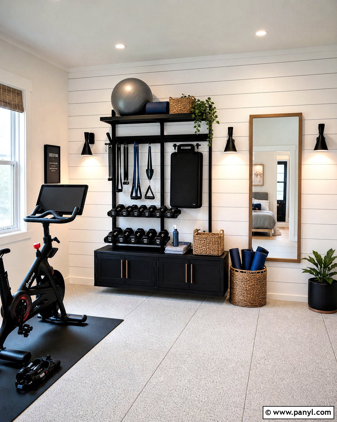 White Shiplap Home Gym Accent Wall - 20 home gym accent wall ideas