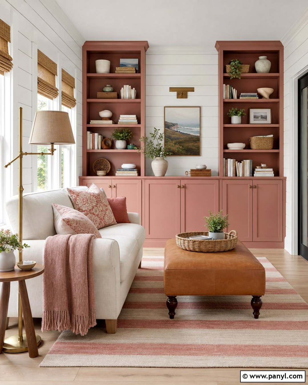 White Shiplap Walls With Pink Built-Ins - 25 White Pink Walls