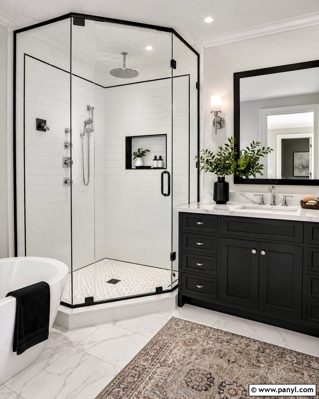 White Shower Tile With Black Border - 20 black and white shower tile ideas