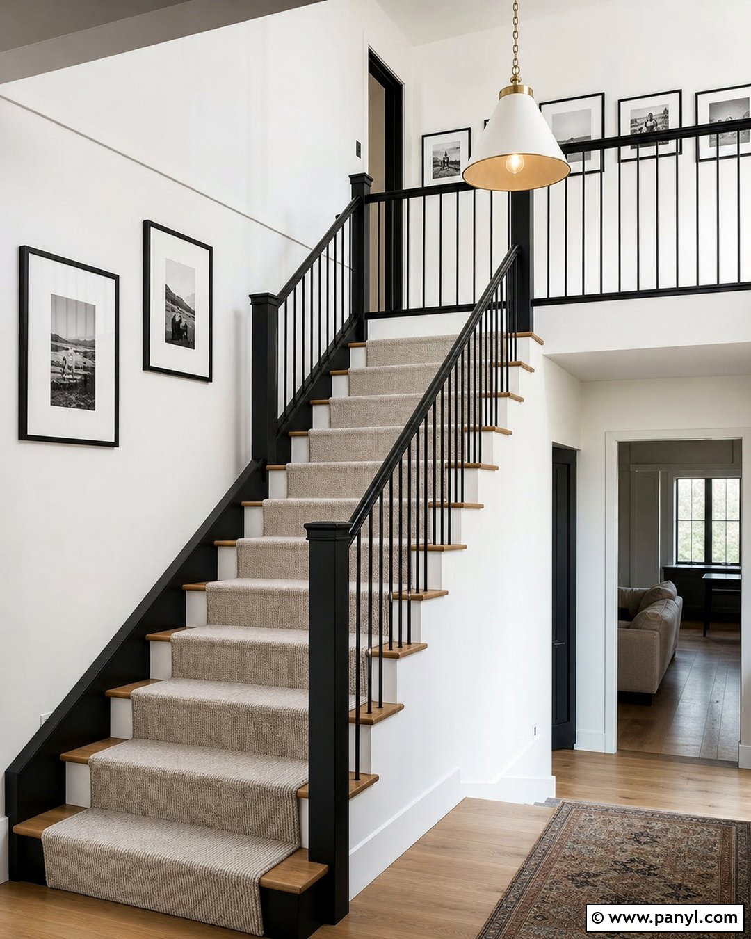 White Staircase With Black Trim - 25 White Wall With Black Trim Ideas