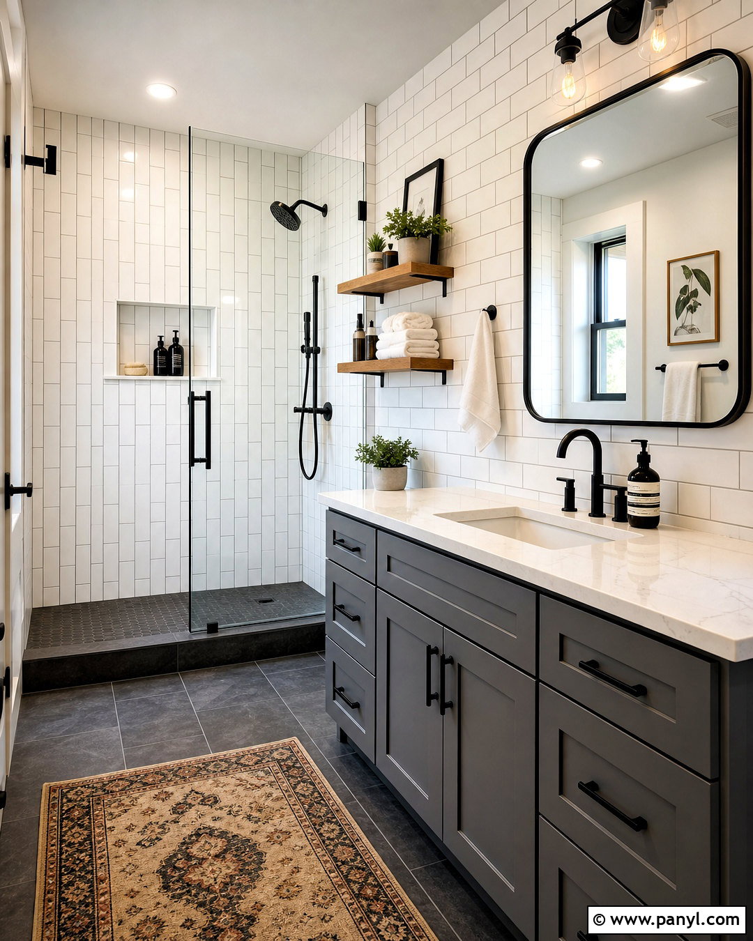 White Subway Tile With Gray Grout - 20 grey and white bathroom ideas