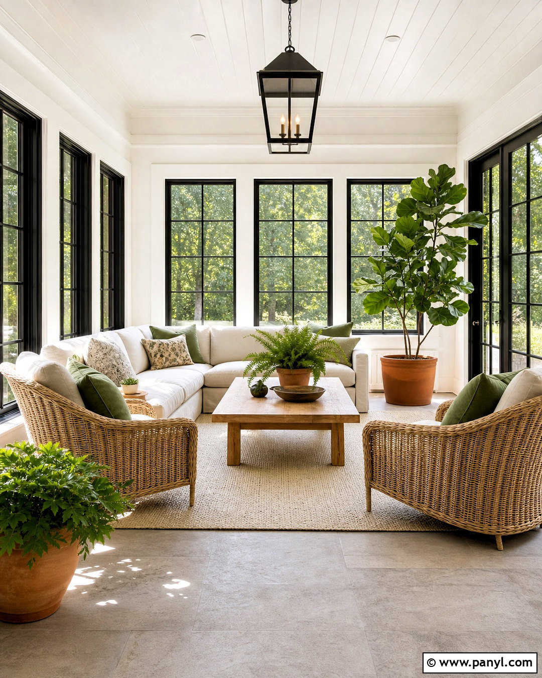 White Sunroom With Black Window Trim - 20 white room black trim ideas