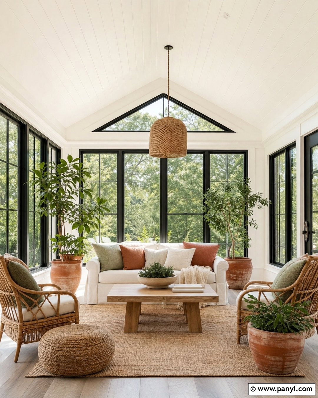 White Sunroom With Black Window Trim - 25 White Wall With Black Trim Ideas