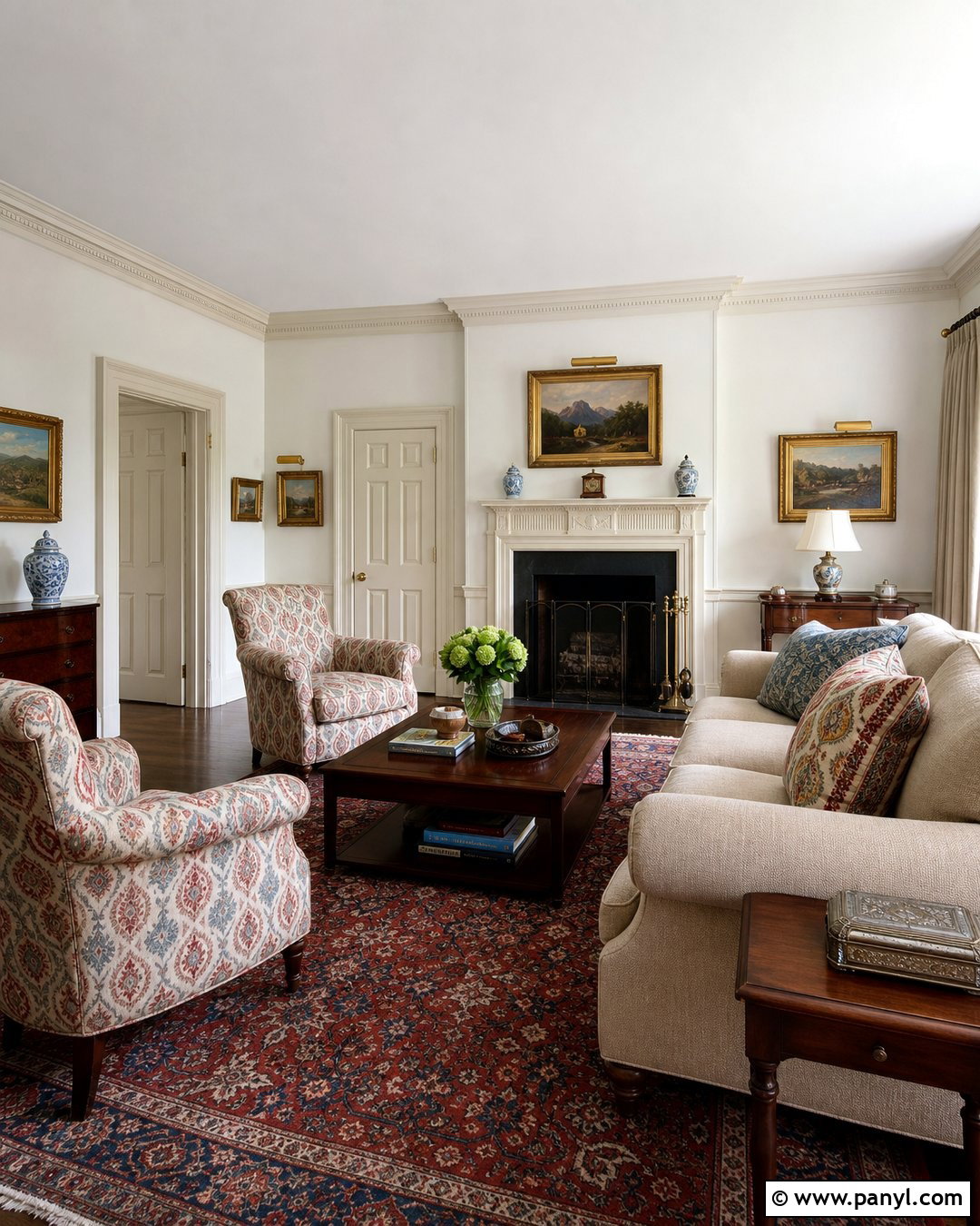 White Traditional Living Room With Cream Trim - 30 white walls with cream trim ideas