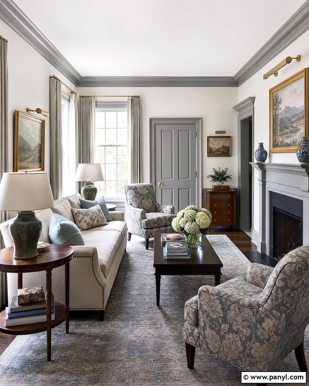 White Traditional Room With Grey Trim - 30 White Walls Grey Trim Ideas