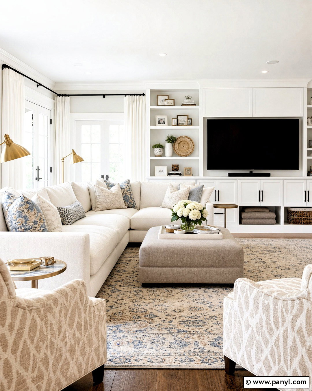 White Transitional Family Room - 20 white home interiors