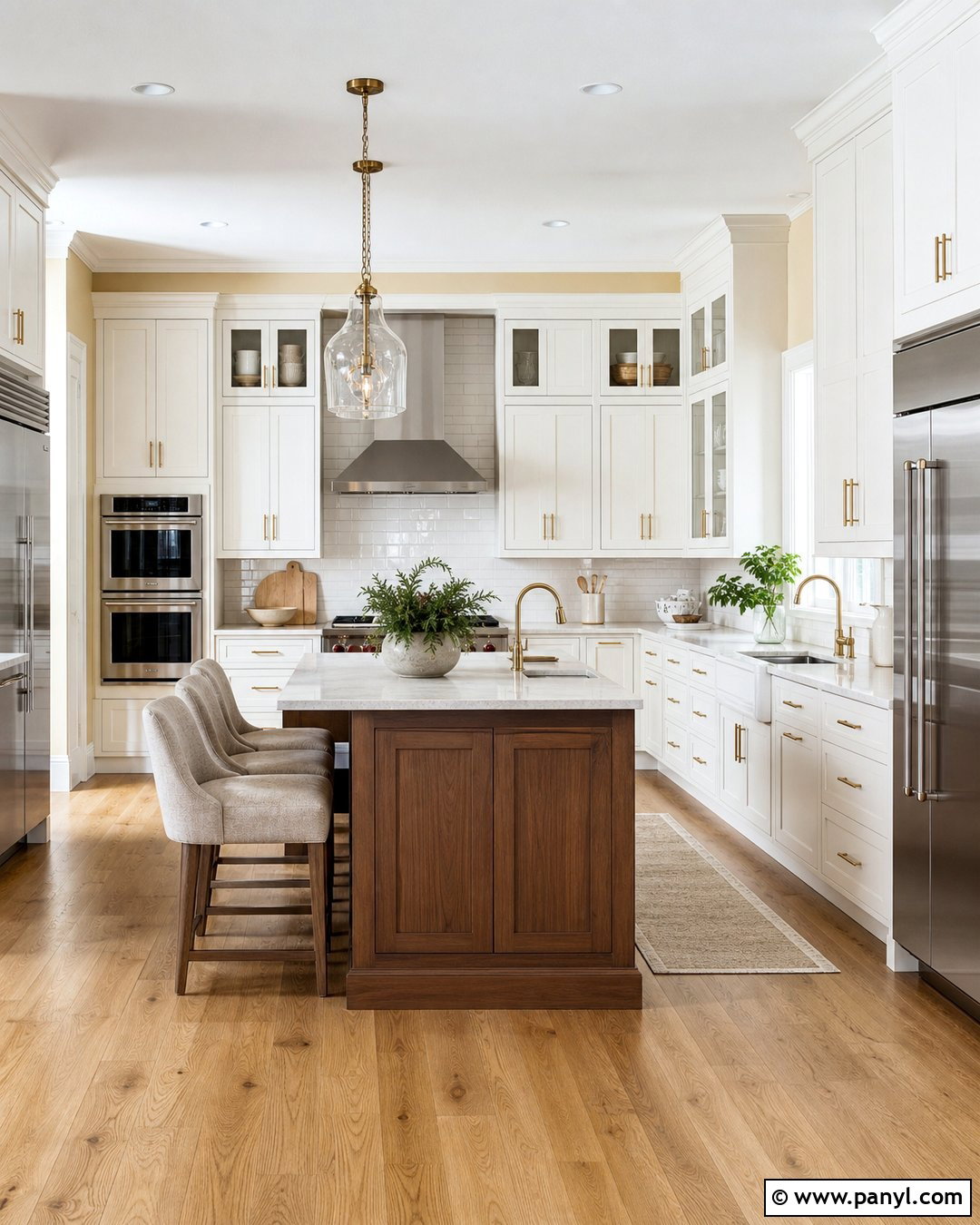 White Transitional Kitchen With Yellow Walls - 25 White Kitchen Yellow Walls