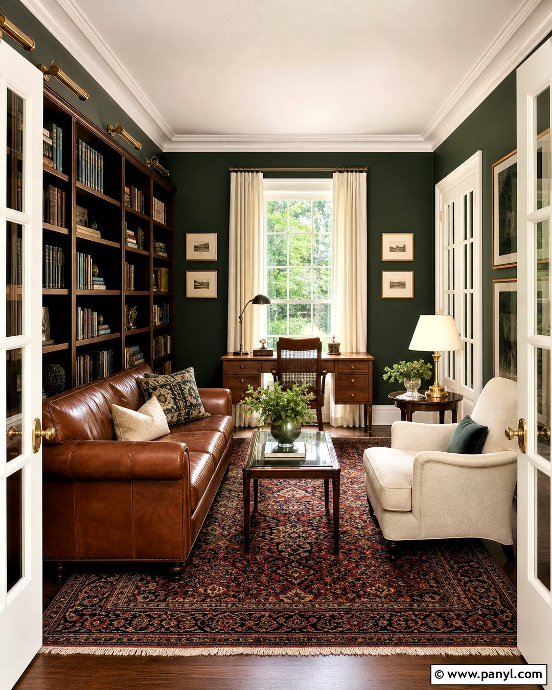 White Trim With Dark Green Walls - 20 contrasting trim interior ideas